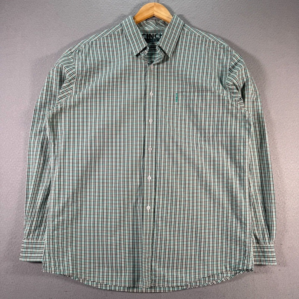 Cinch Modern Fit Button Up Shirt Mens XL Multicolor Plaid Western Comfort Work